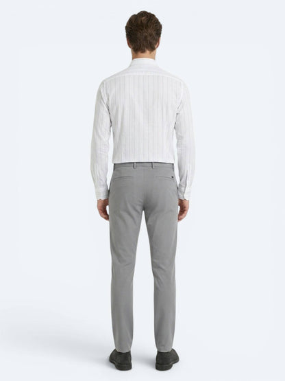 Gri Düz Dokuma Slim Fit Casual Pantolon