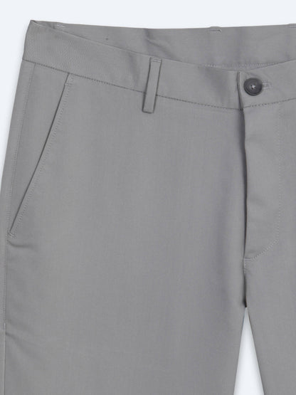 Gri Düz Dokuma Slim Fit Casual Pantolon