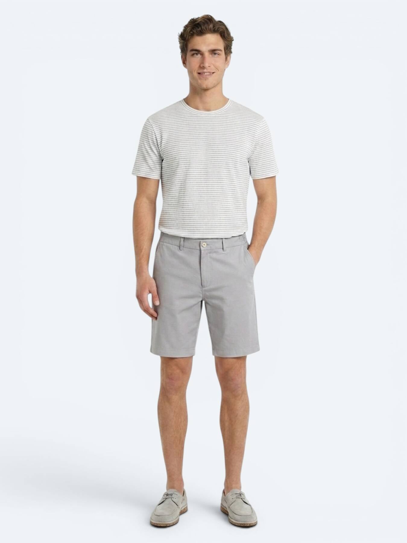 Gri Düz Kumaş Jogging Fit Casual Bermuda