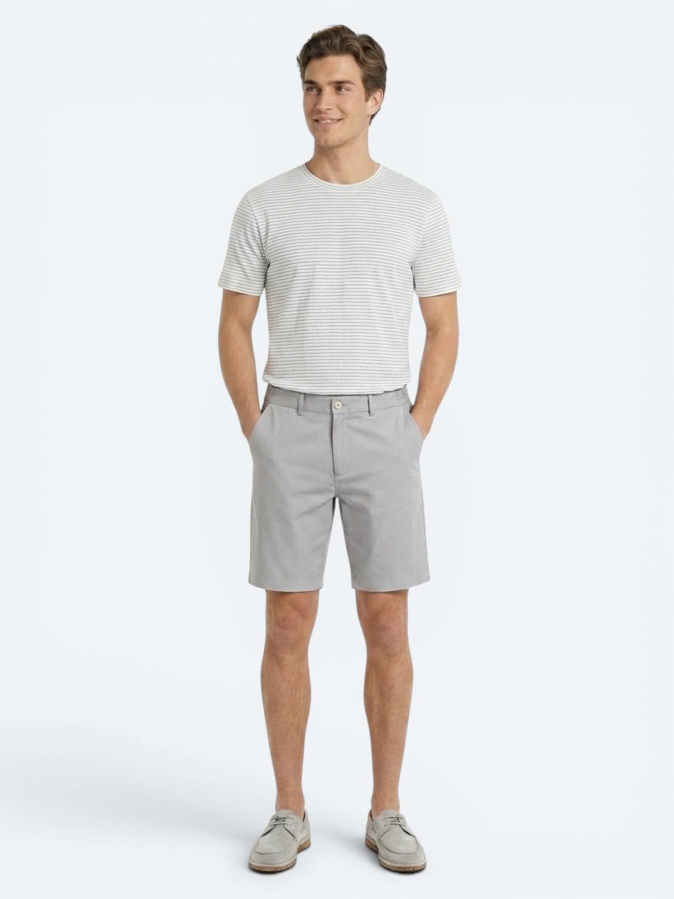 Gri Düz Kumaş Jogging Fit Casual Bermuda