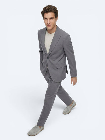 Gri Düz Modern Fit Takım Elbise