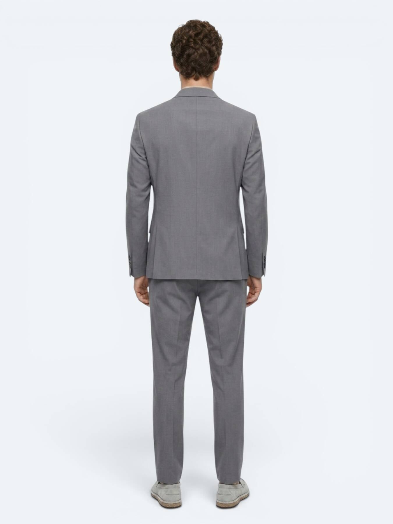 Gri Düz Modern Fit Takım Elbise