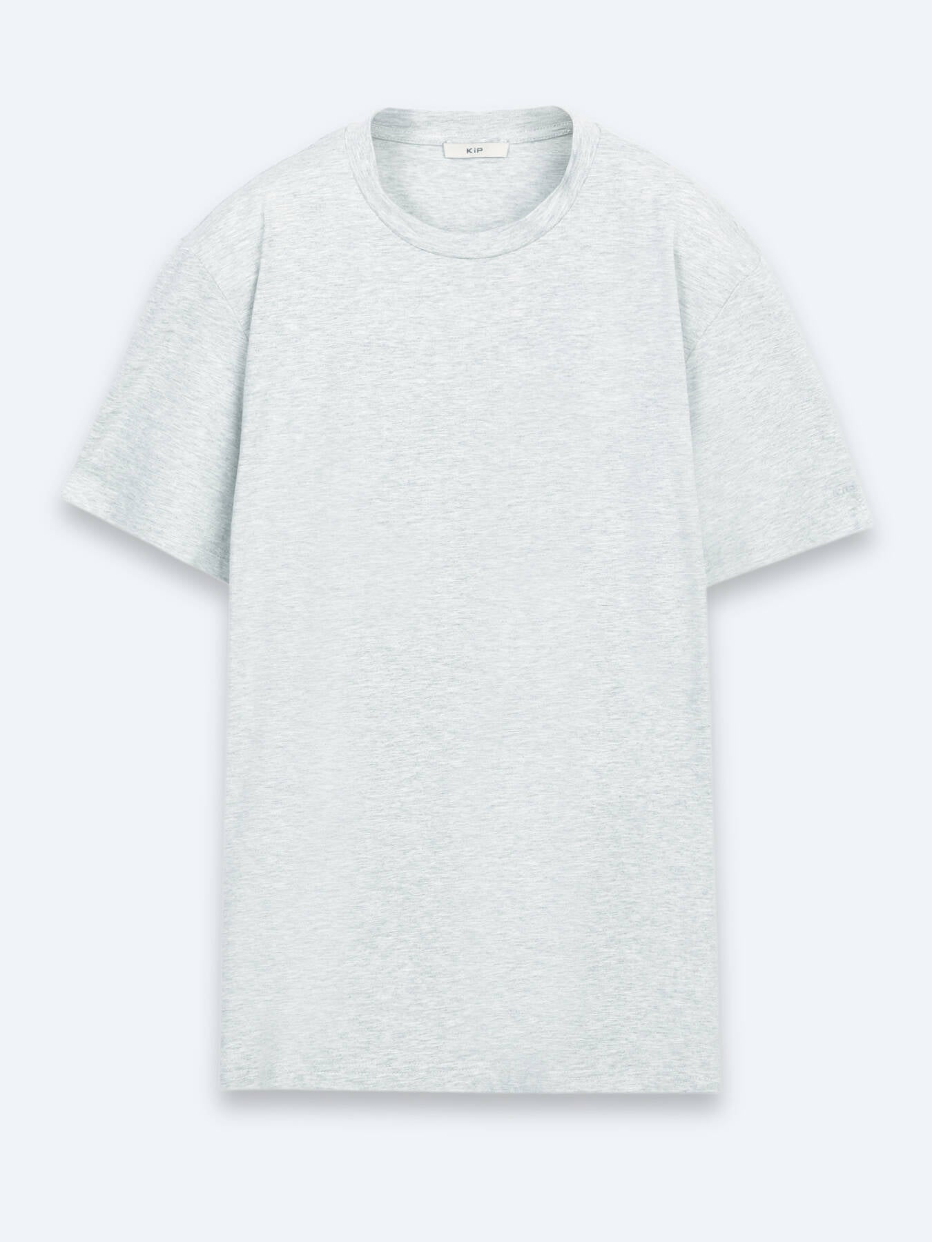 Gri Düz Pamuk Karışımlı T-shirt