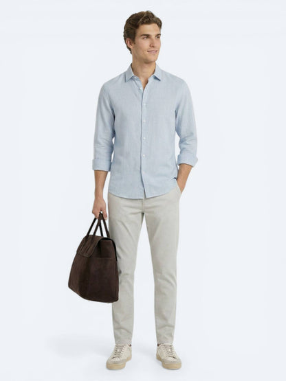 Gri Düz Regular Fit Uzun Dokuma Casual %100 Pamuk Gömlek