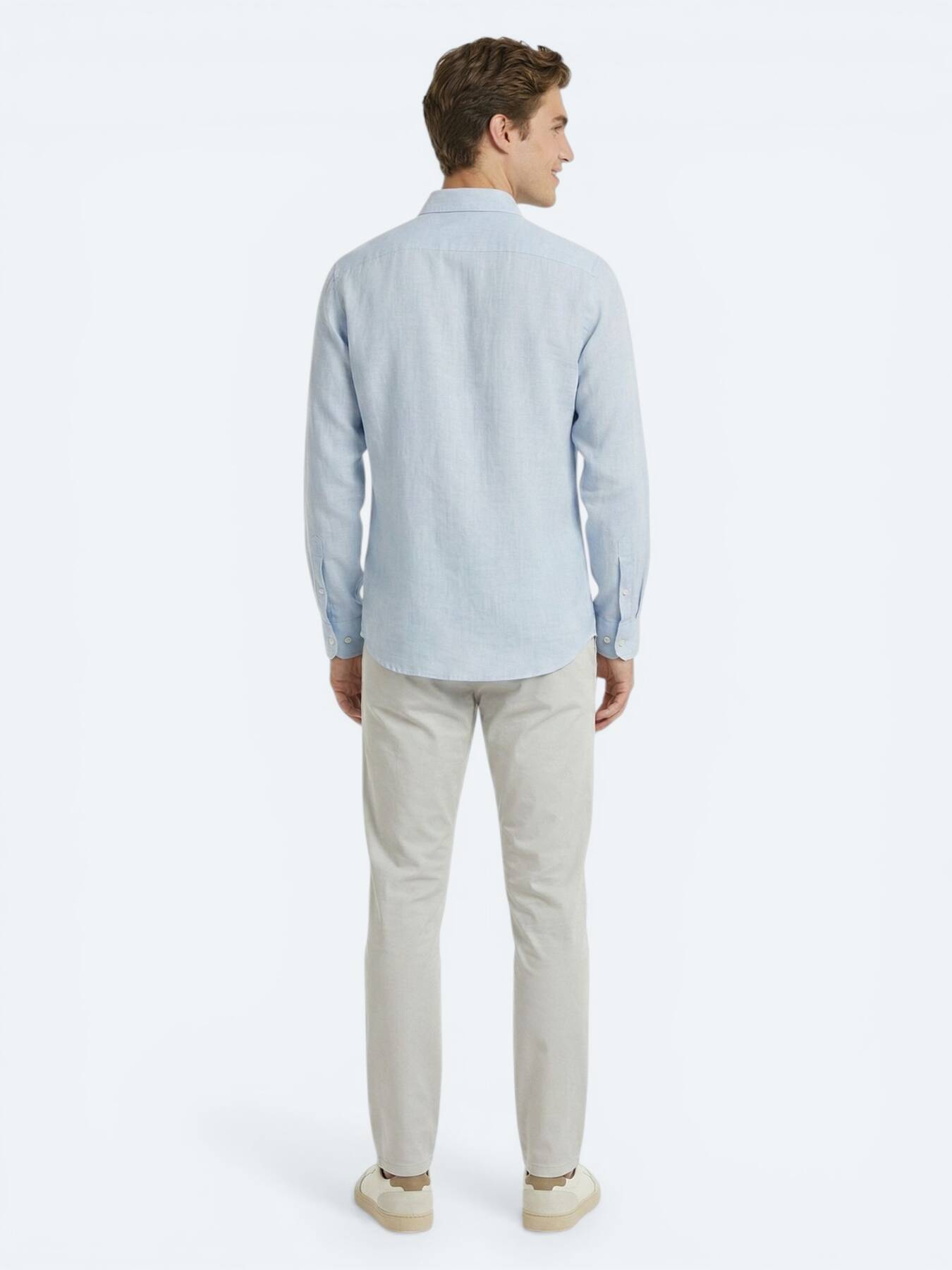 Gri Düz Regular Fit Uzun Dokuma Casual %100 Pamuk Gömlek