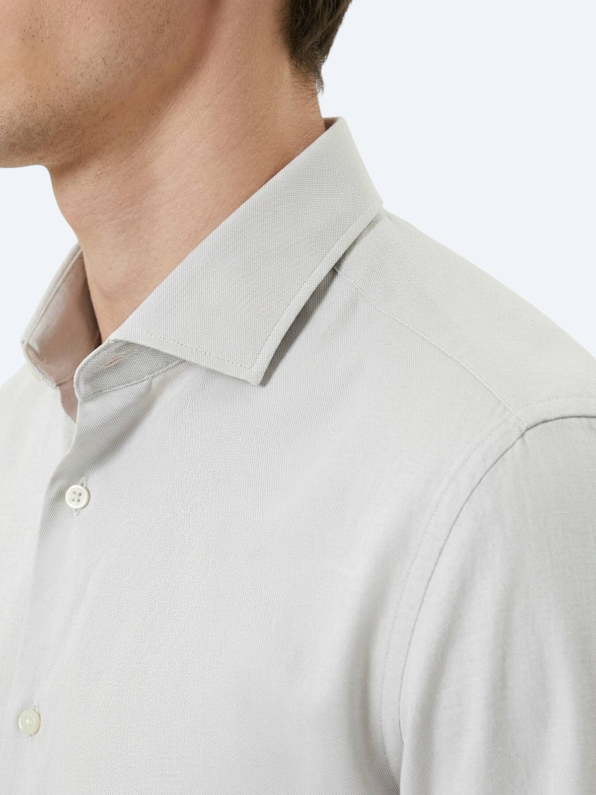 Gri Düz Slim Fit Uzun Dokuma Klasik %100 Pamuk Gömlek