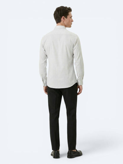 Gri Düz Slim Fit Uzun Dokuma Klasik %100 Pamuk Gömlek