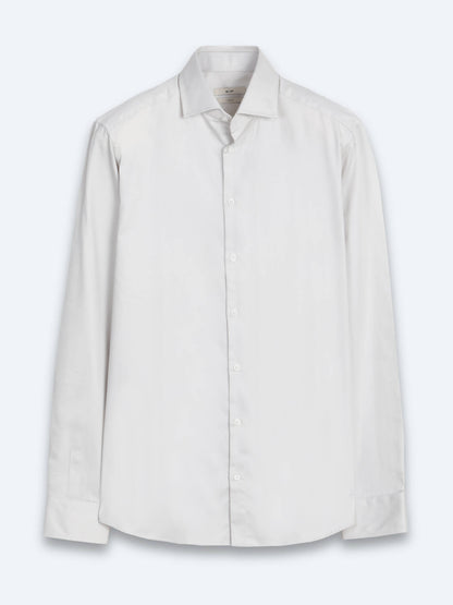 Gri Düz Slim Fit Uzun Dokuma Klasik %100 Pamuk Gömlek