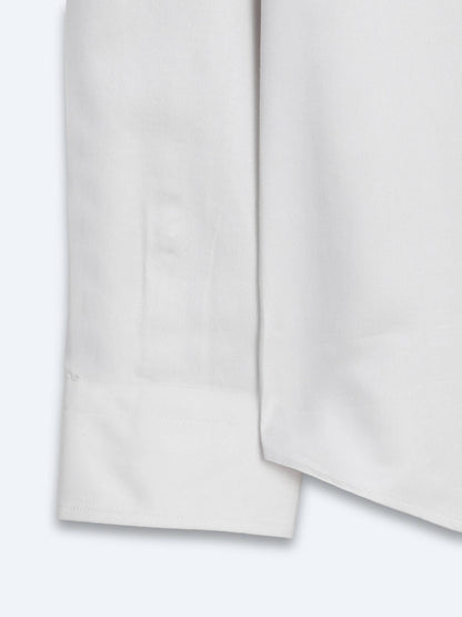 Gri Düz Slim Fit Uzun Dokuma Klasik %100 Pamuk Gömlek