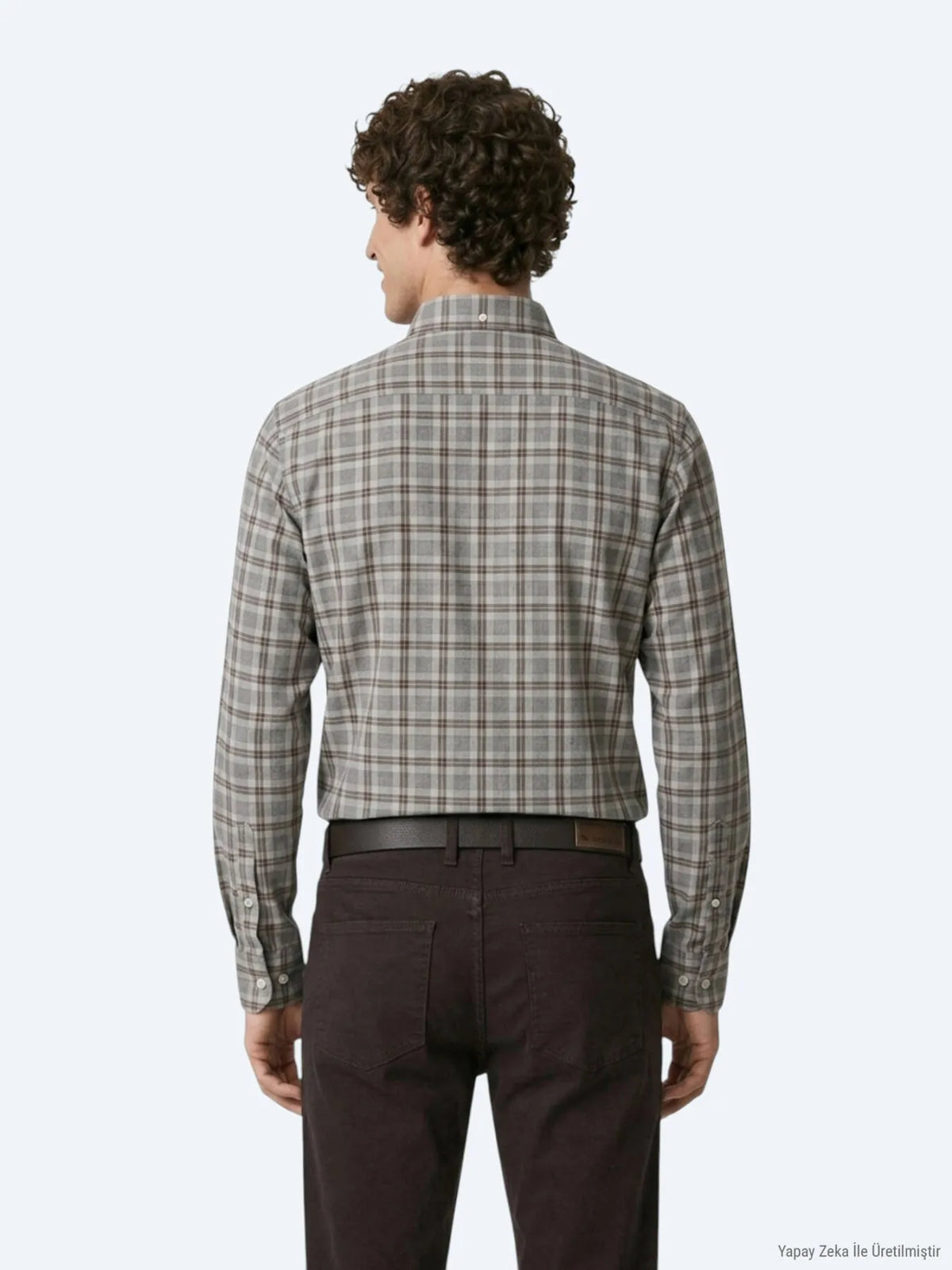Gri Kareli Regular Fit Uzun Dokuma Casual %100 Pamuk Gömlek