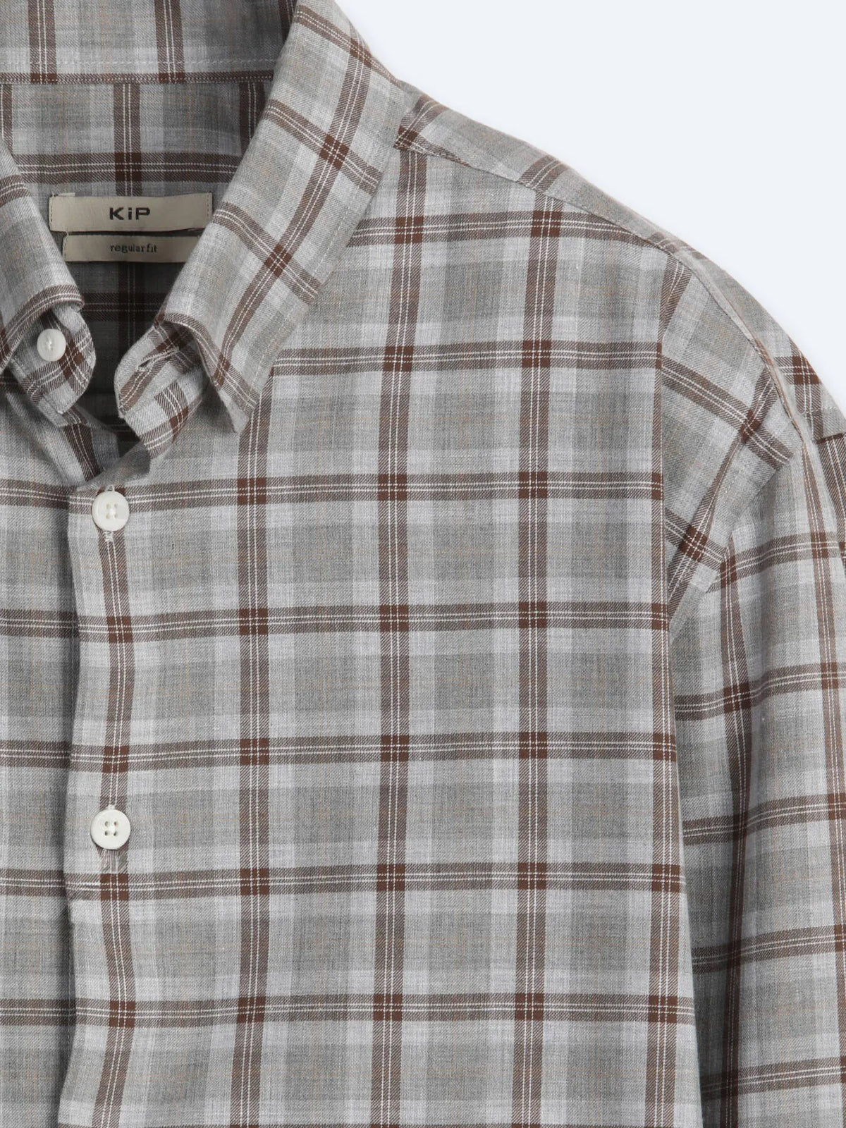 Gri Kareli Regular Fit Uzun Dokuma Casual %100 Pamuk Gömlek