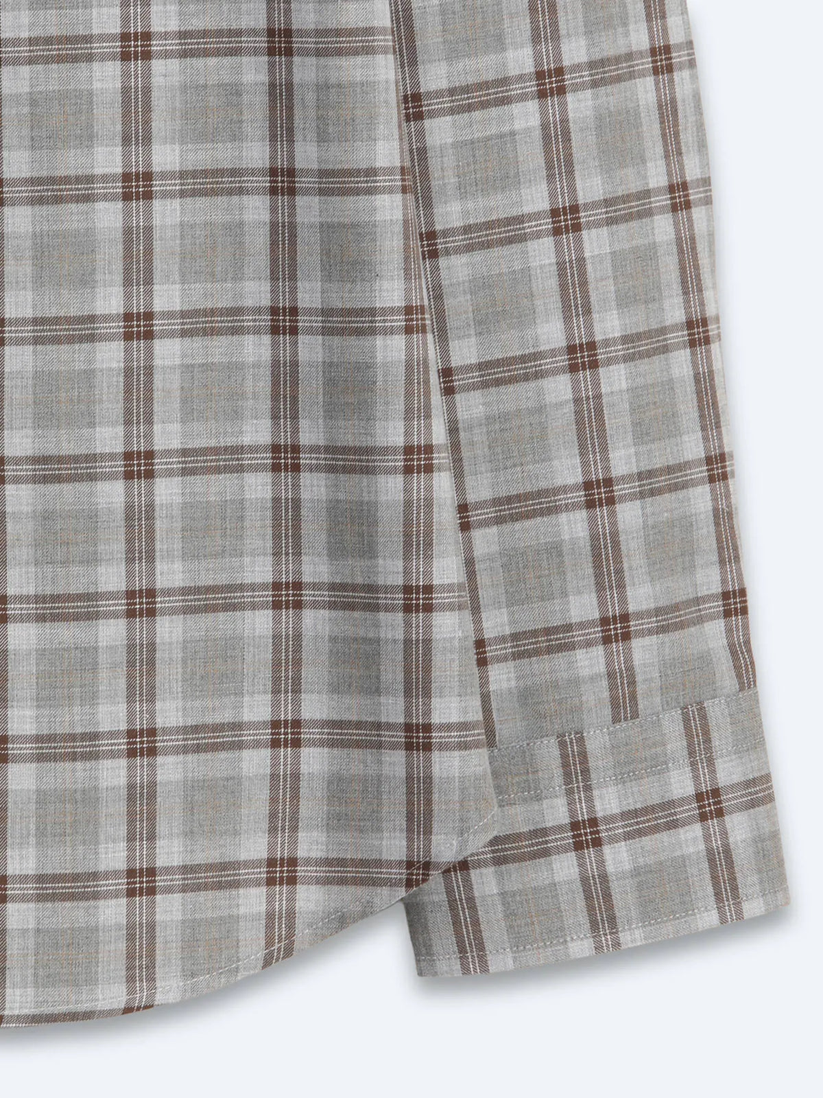 Gri Kareli Regular Fit Uzun Dokuma Casual %100 Pamuk Gömlek