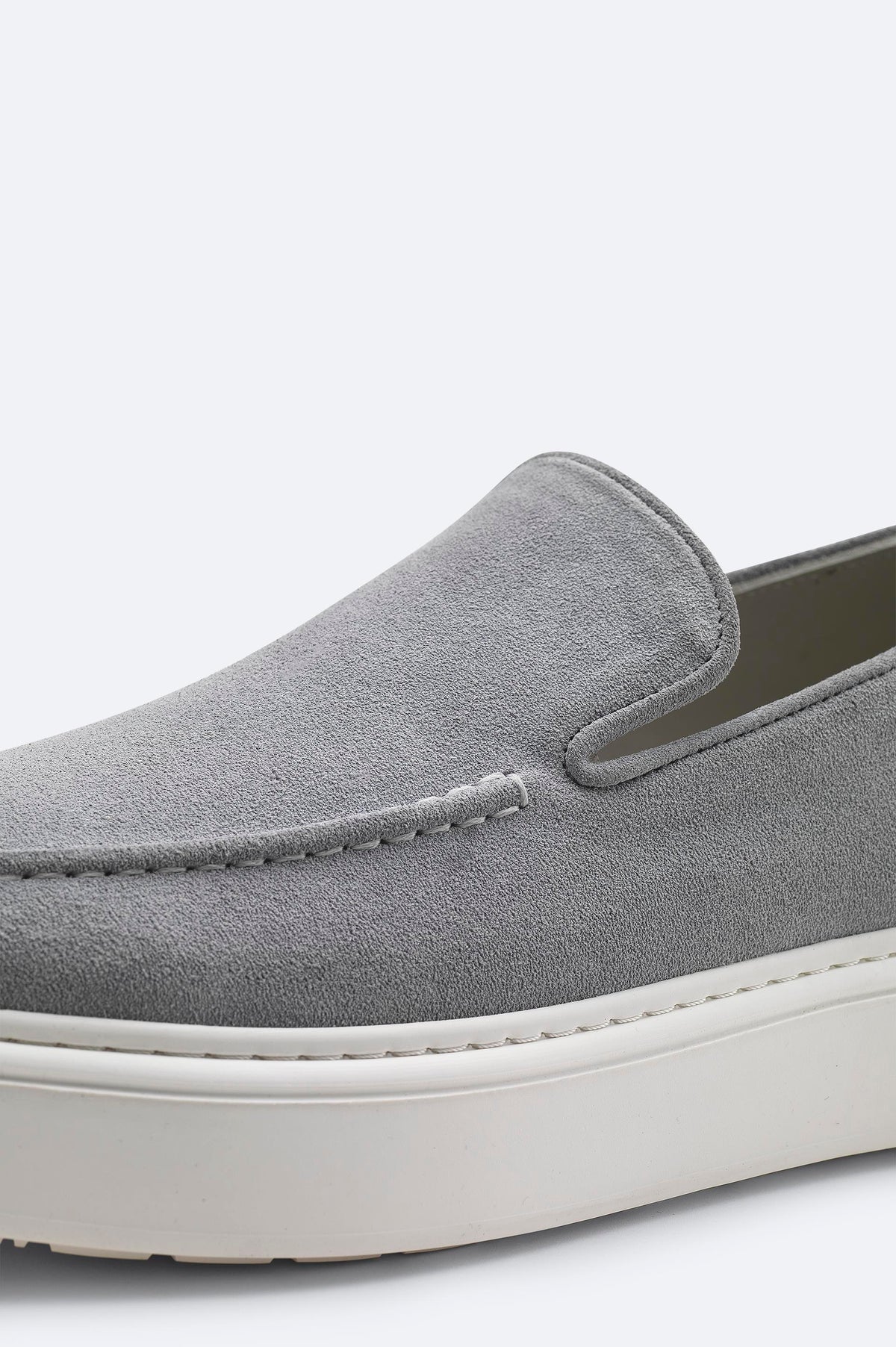 Gri %100 Süet Hafif Loafer Ayakkabı