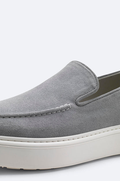 Gri %100 Süet Hafif Loafer Ayakkabı