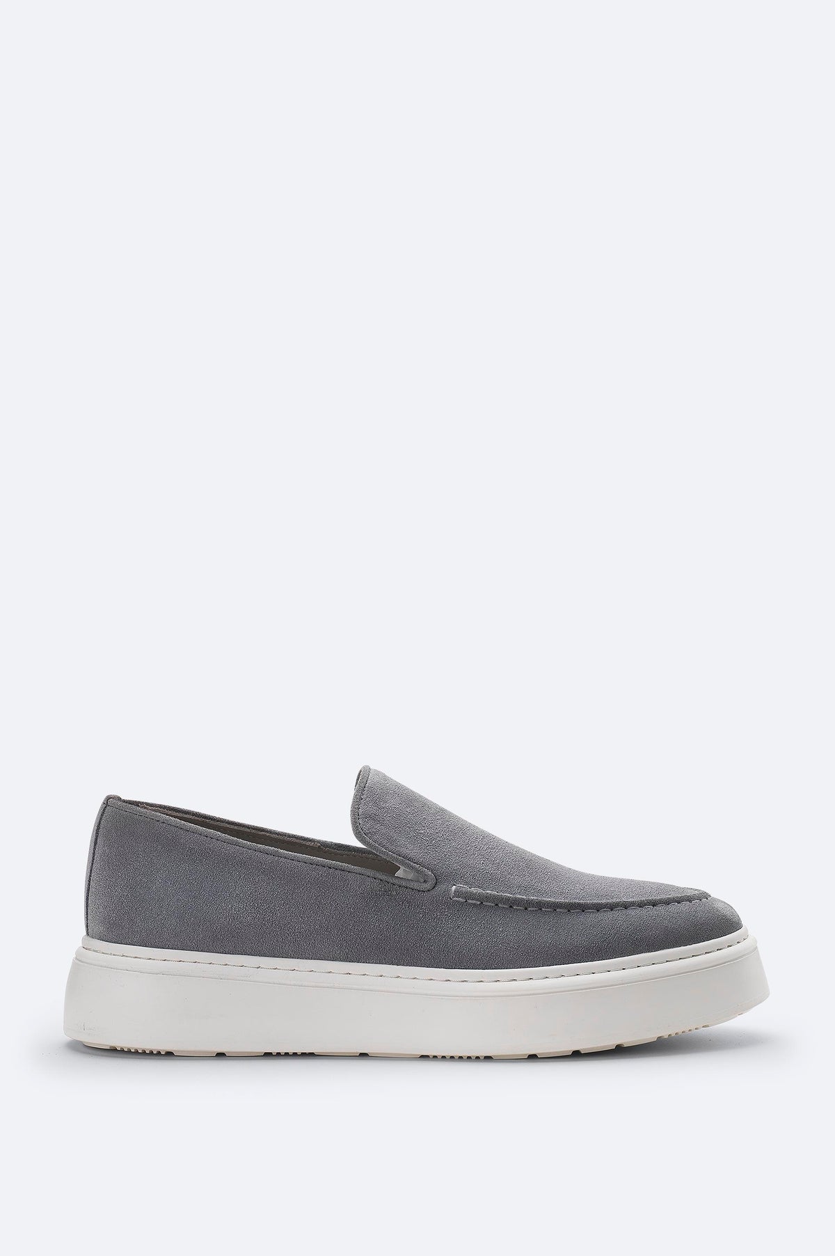 Gri %100 Süet Hafif Loafer Ayakkabı