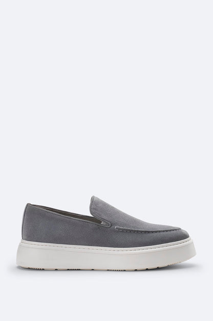 Gri %100 Süet Hafif Loafer Ayakkabı