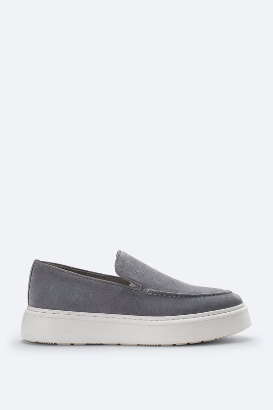 Gri %100 Süet Hafif Loafer Ayakkabı