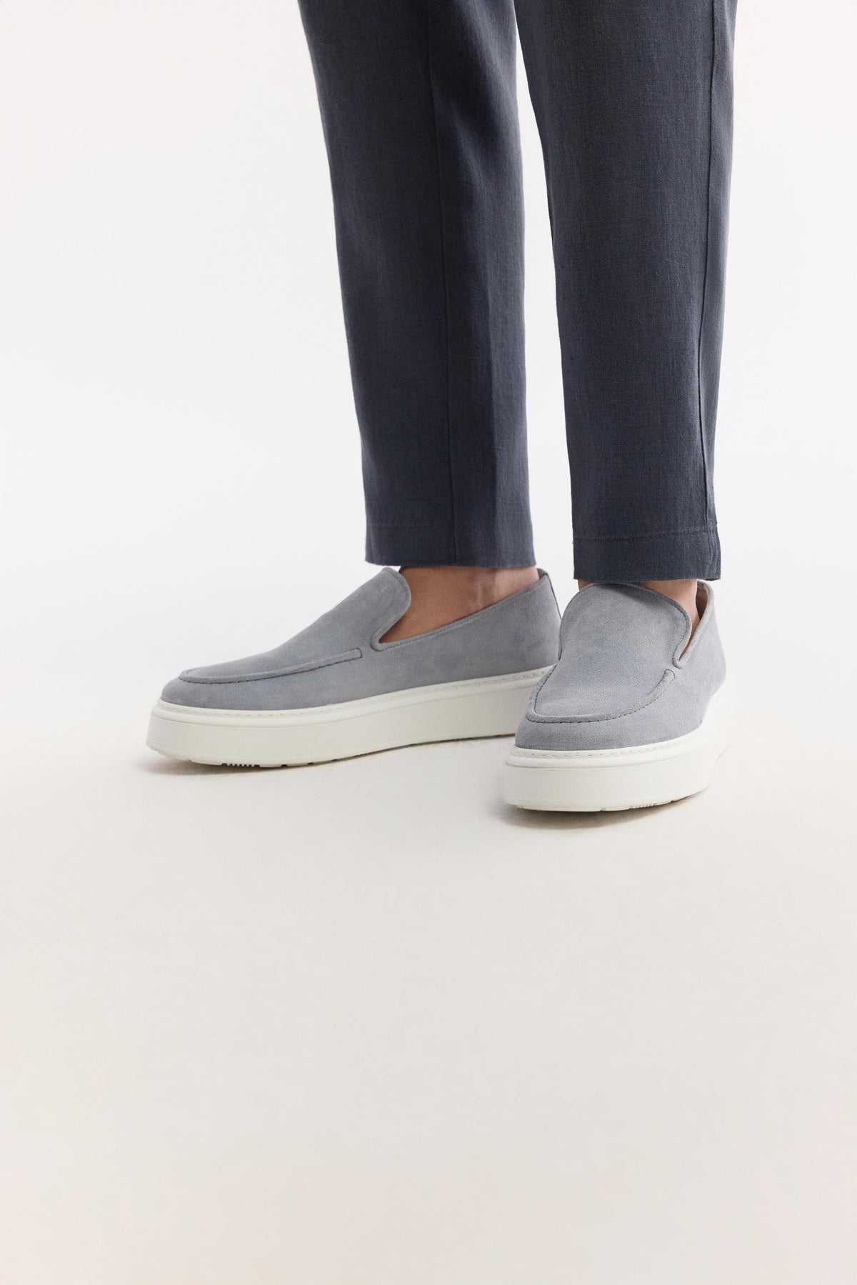 Gri %100 Süet Hafif Loafer Ayakkabı