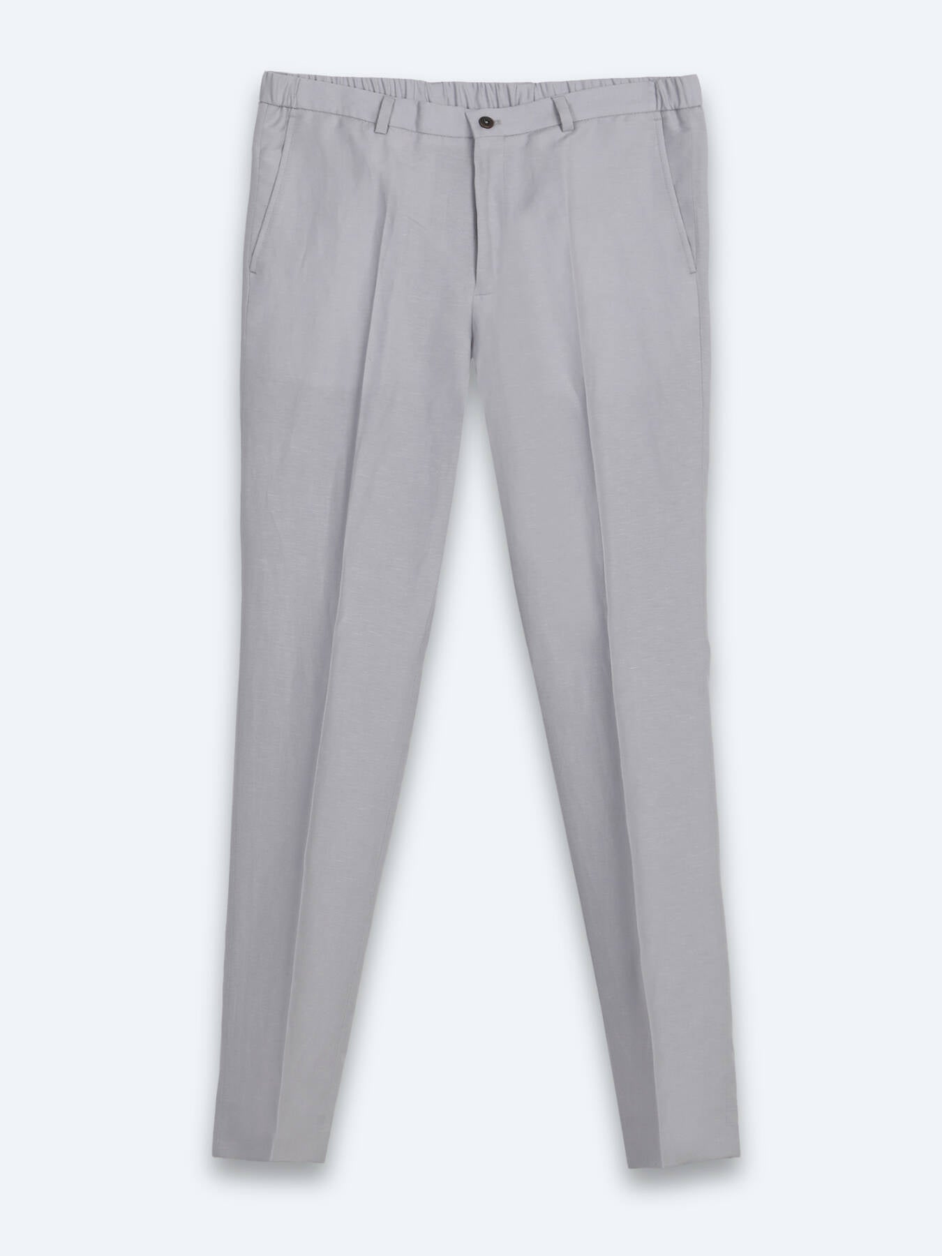 Gri Modern Fit Keten Karışımlı Takım Elbise