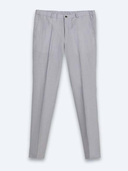 Gri Modern Fit Keten Karışımlı Takım Elbise