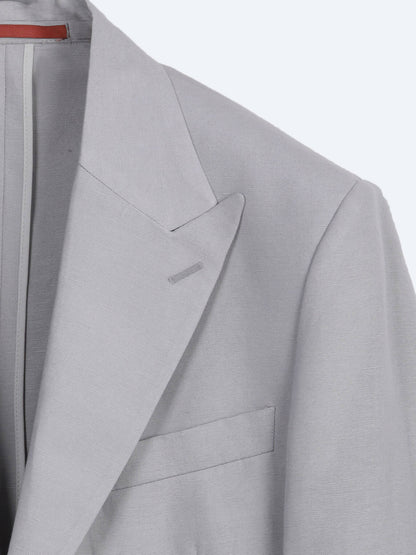 Gri Modern Fit Keten Karışımlı Takım Elbise