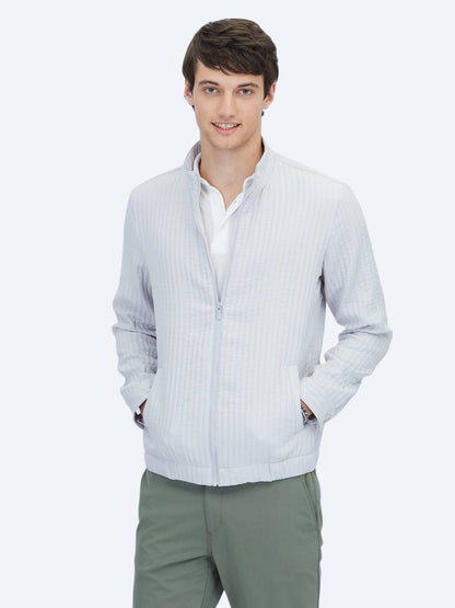 Gri Regular Fit Dik Yaka Casual Dokuma Mont