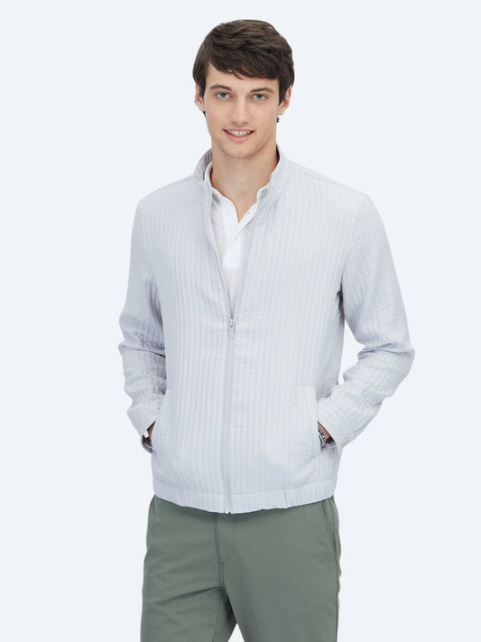 Gri Regular Fit Dik Yaka Casual Dokuma Mont