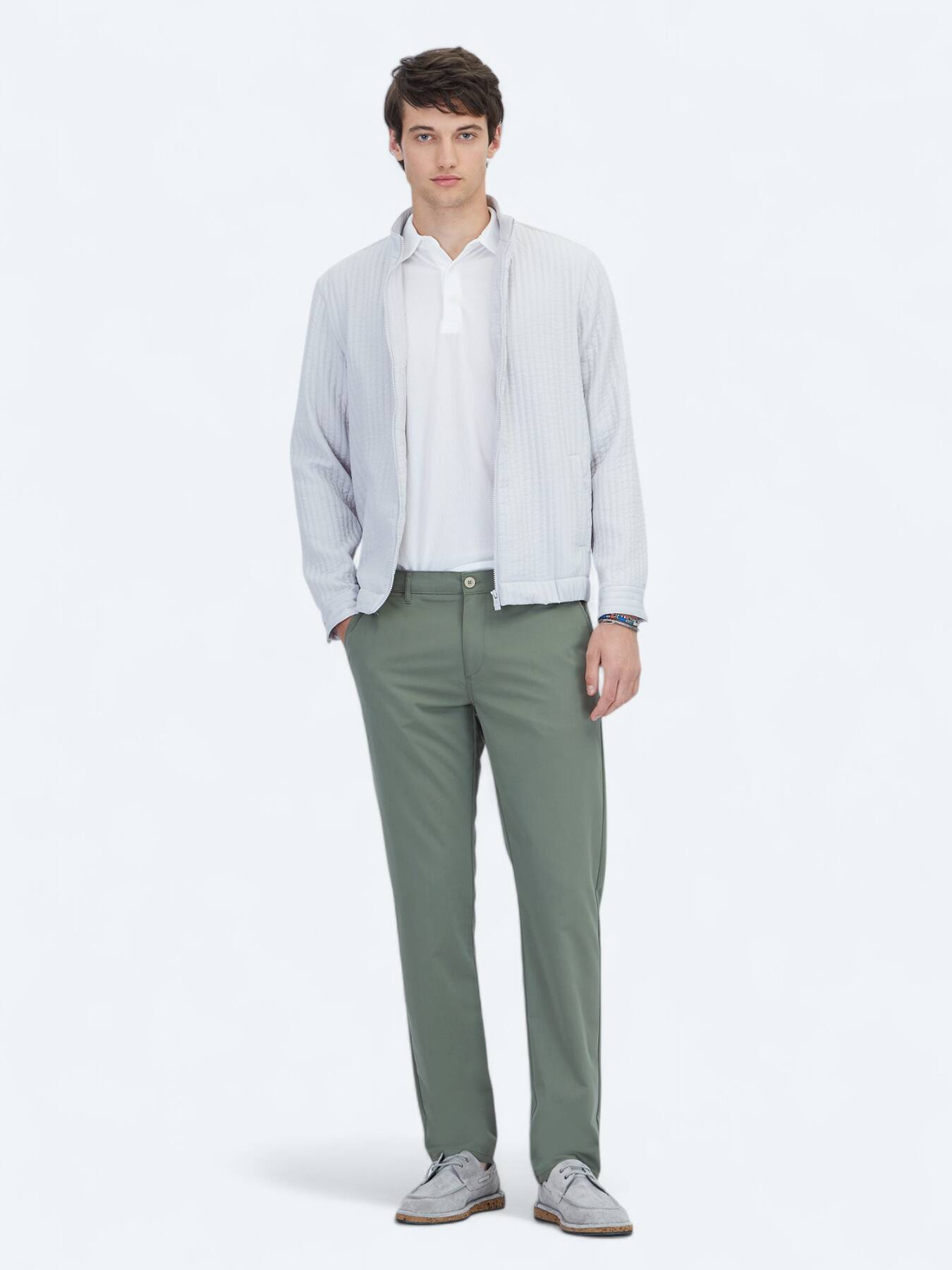 Gri Regular Fit Dik Yaka Casual Dokuma Mont