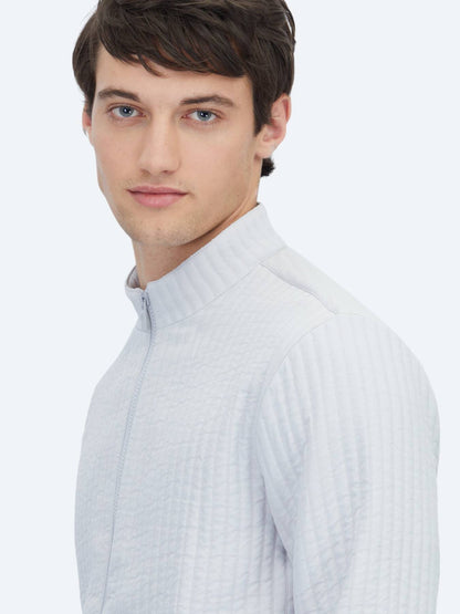 Gri Regular Fit Dik Yaka Casual Dokuma Mont
