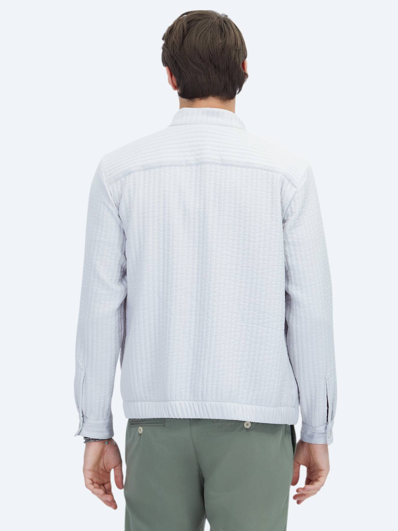 Gri Regular Fit Dik Yaka Casual Dokuma Mont