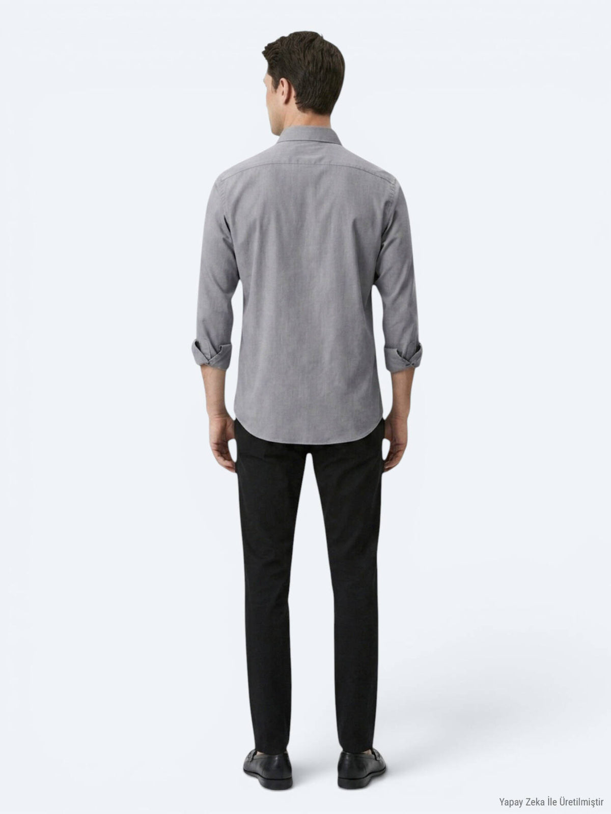Gri Regular Fit Uzun Dokuma Casual Pamuk Karışımlı Gömlek