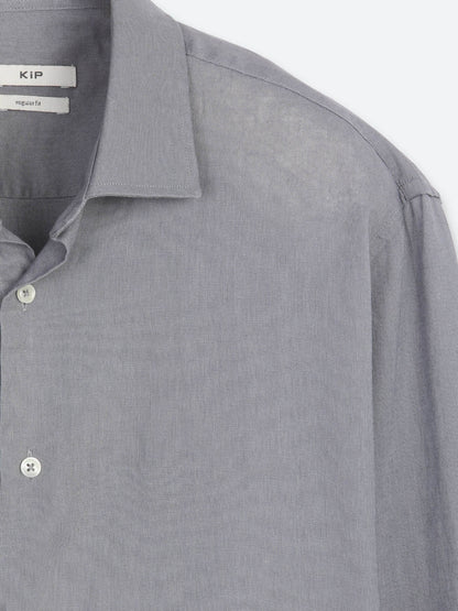 Gri Regular Fit Uzun Dokuma Casual Pamuk Karışımlı Gömlek