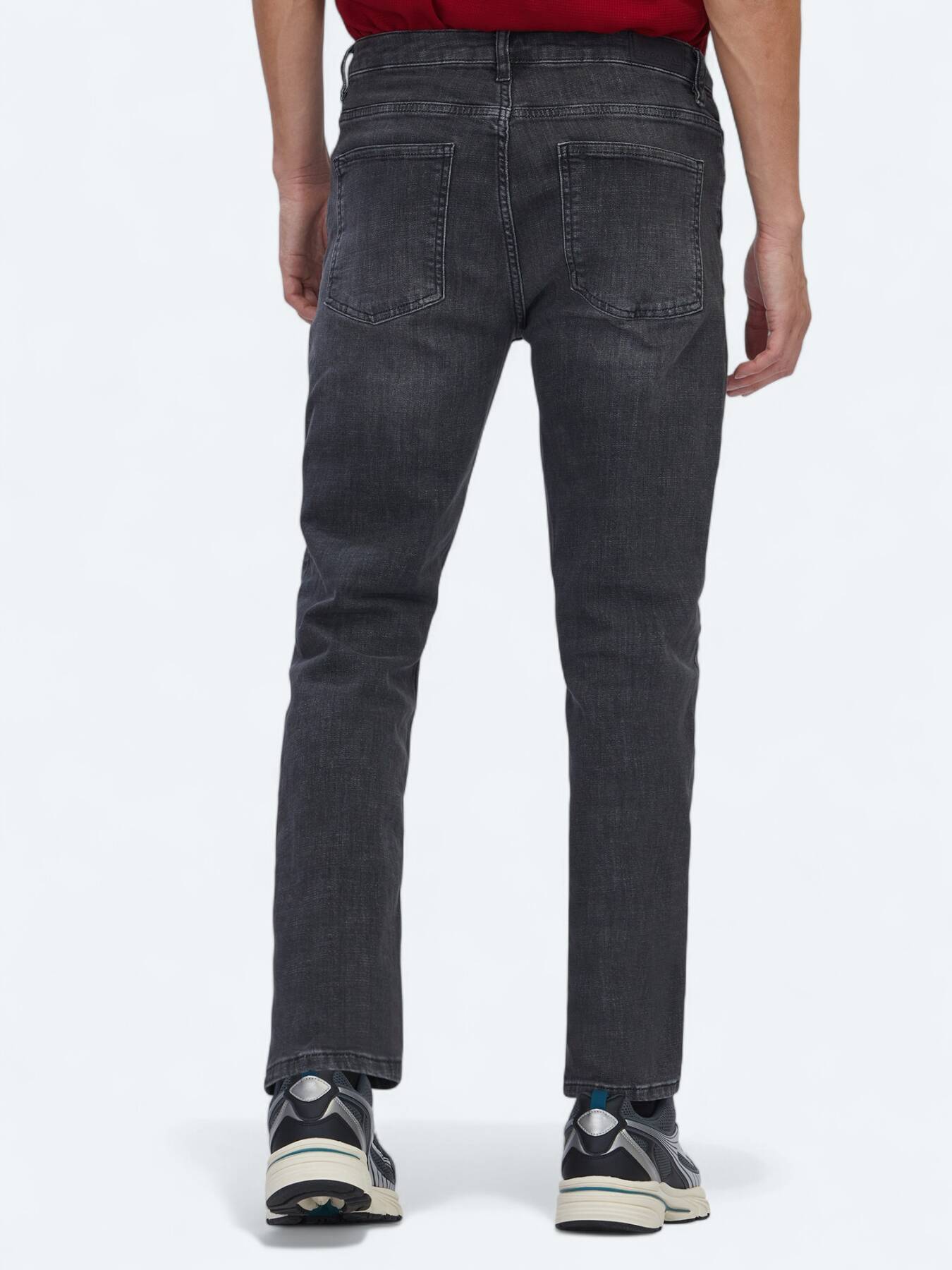 Gri Slim Fit Denim Pamuk Karışımlı Pantolon