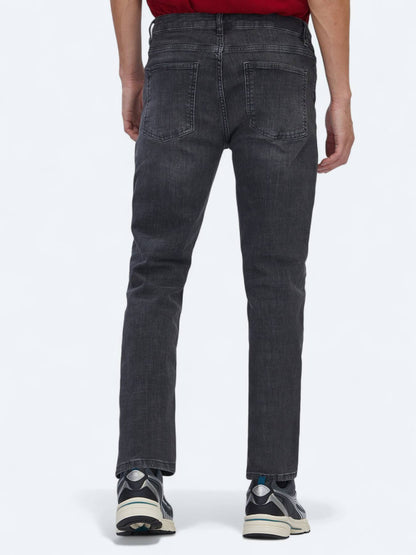 Gri Slim Fit Denim Pamuk Karışımlı Pantolon
