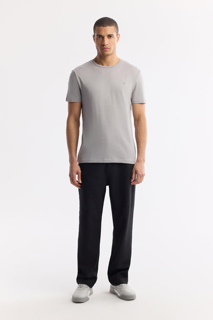 Gri Bisiklet Yaka Soft Touch Basic T-shirt