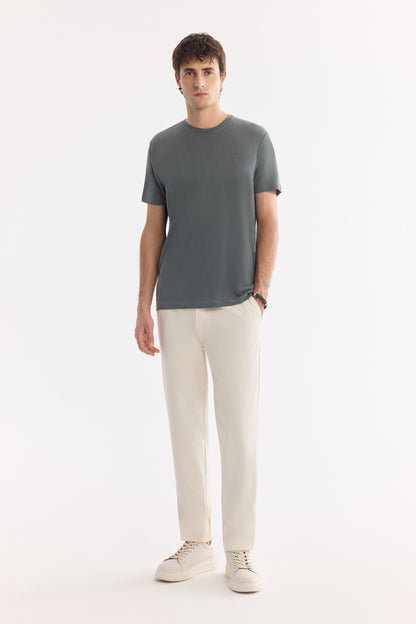 Haki Bisiklet Yaka Bi-stretch Soft Touch Basic T-shirt
