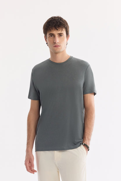 Haki Bisiklet Yaka Bi-stretch Soft Touch Basic T-shirt