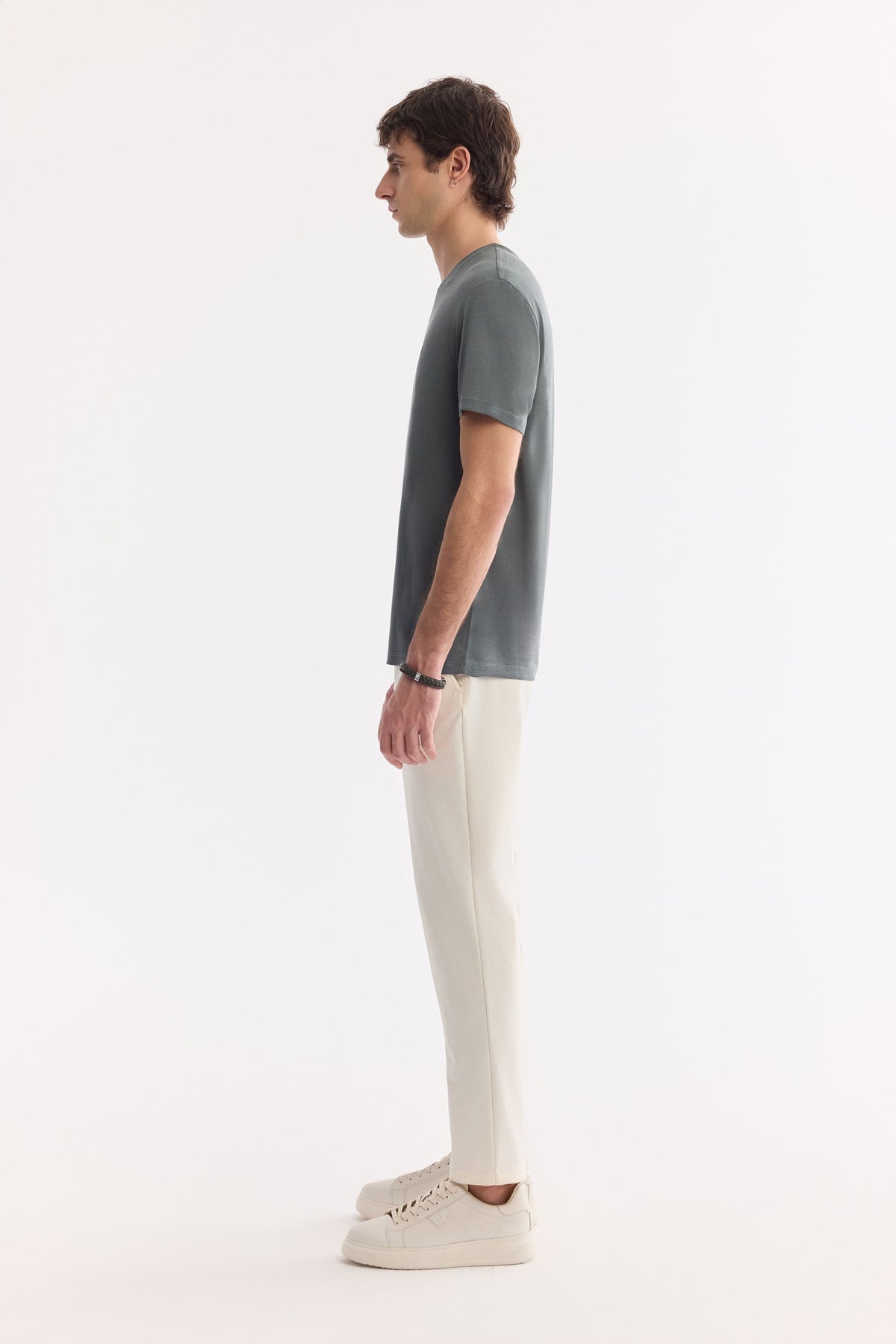 Haki Bisiklet Yaka Bi-stretch Soft Touch Basic T-shirt