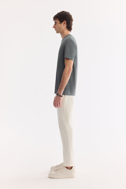 Haki Bisiklet Yaka Bi-stretch Soft Touch Basic T-shirt