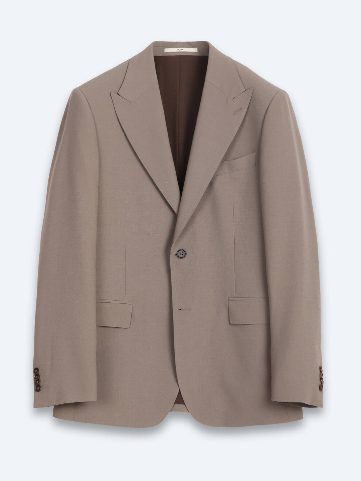 Haki Çizgili Modern Fit Yün Karışımlı Takım Elbise
