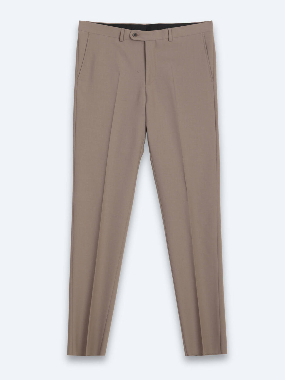 Haki Çizgili Modern Fit Yün Karışımlı Takım Elbise