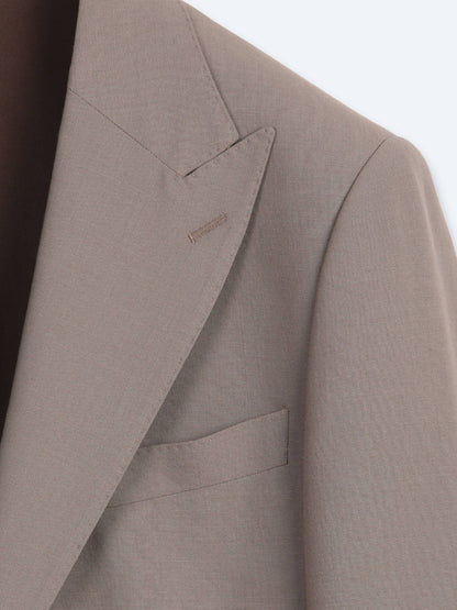 Haki Çizgili Modern Fit Yün Karışımlı Takım Elbise