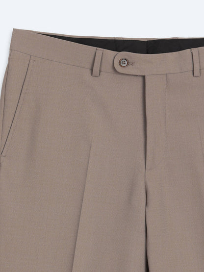 Haki Çizgili Modern Fit Yün Karışımlı Takım Elbise