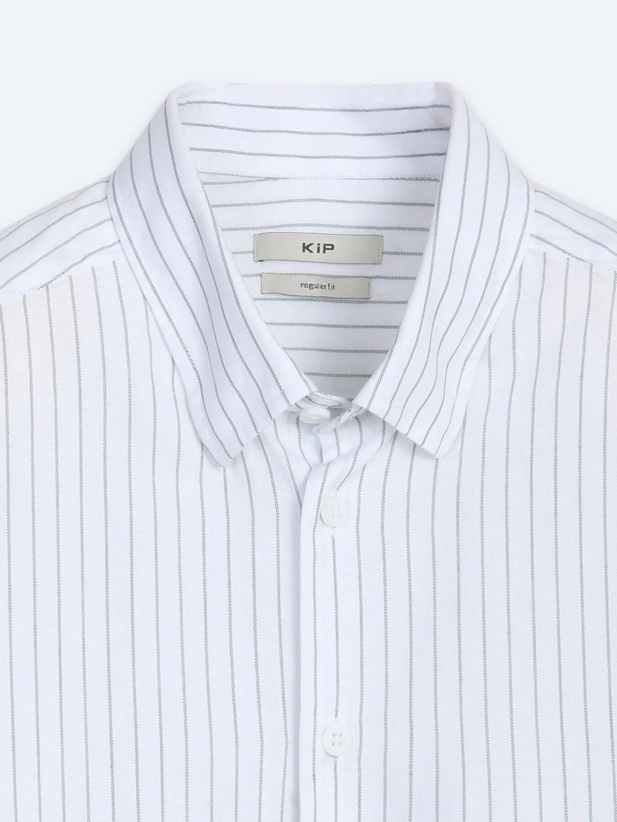 Haki Çizgili Regular Fit Uzun Dokuma Casual %100 Pamuk Gömlek