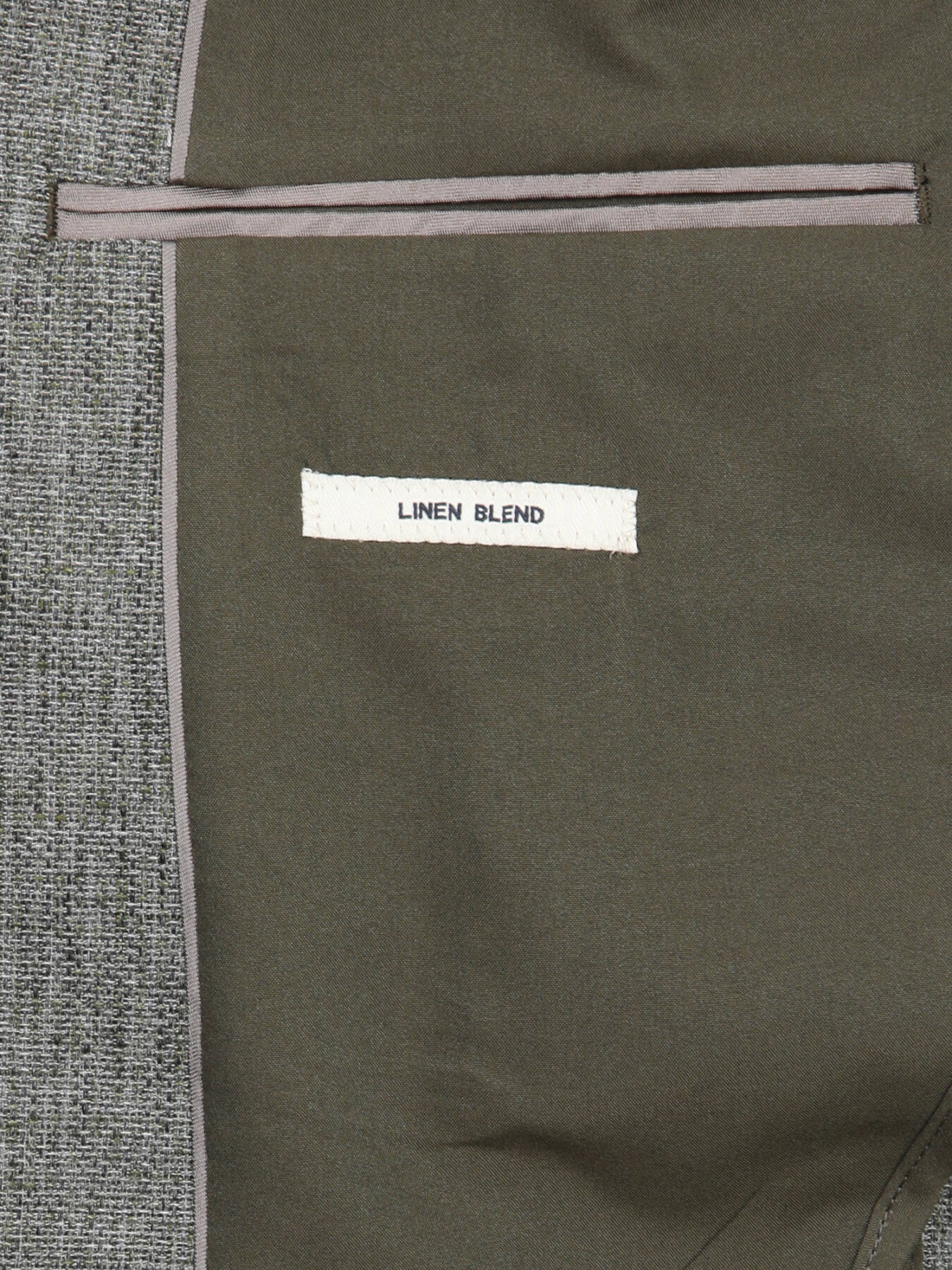 Haki Desenli Modern Fit Keten Karışımlı Ceket