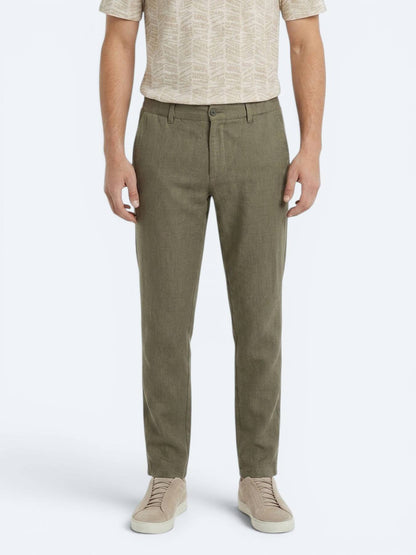 Haki Dokuma Relaxed Fit Casual Pamuk Karışımlı Pantolon