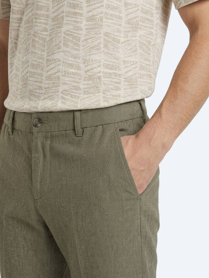 Haki Dokuma Relaxed Fit Casual Pamuk Karışımlı Pantolon