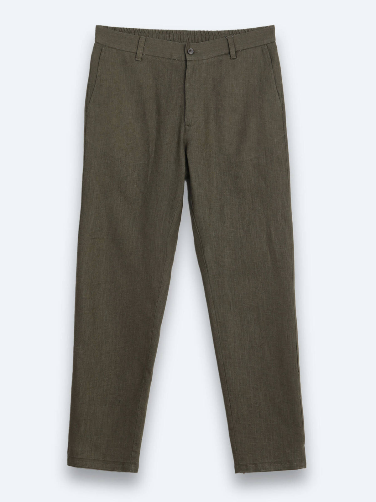 Haki Dokuma Relaxed Fit Casual Pamuk Karışımlı Pantolon