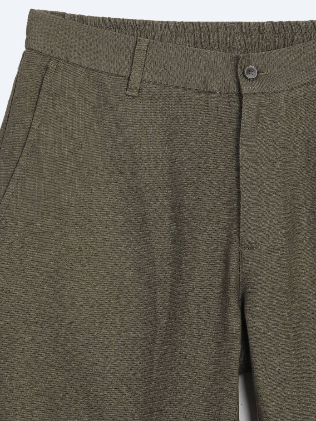 Haki Dokuma Relaxed Fit Casual Pamuk Karışımlı Pantolon