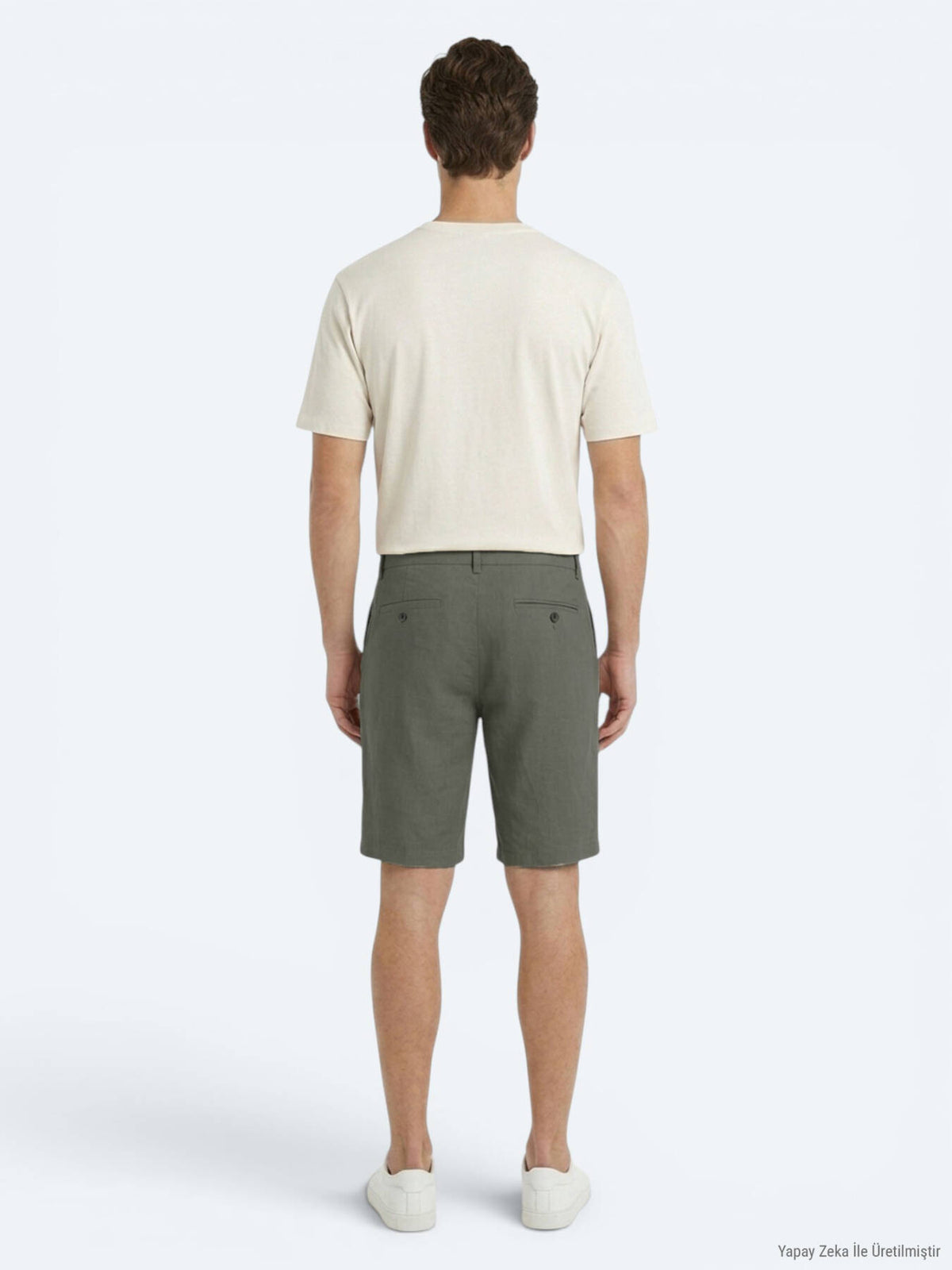 Haki Düz Dokuma Jogging Fit Casual Pamuk Karışımlı Bermuda
